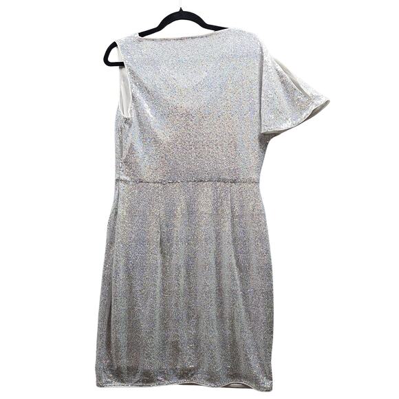 NWT Grace Karin Women L Sequin Cocktail Dress White Off Shoulder Party Occasion - Picture 2 of 8